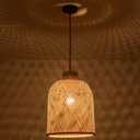11.81" Dome Woven Pendant Light Fixture, Handmade Geometric Boho Bamboo Woven Pendant Light for Kitchen Dining Room Bedroom Living Room