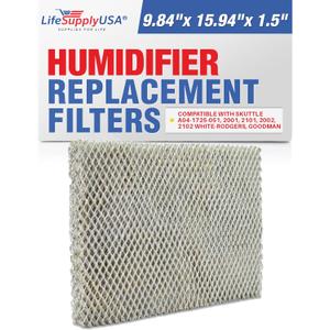 LifeSupplyUSA Humidifier Filter Replacement Evaporator Pad with Wick Compatible with Skuttle A04-1725-051, 2001, 2101, 2002, 2102 White-Rodgers, Goodman (1-Pack)