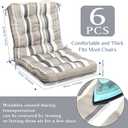 Hoteam 6 Set Patio Chair Cushions Outdoor 20 x 40 Inch High Chair Patio Cushion for Outdoor Furniture Waterproof Seat Rocking Indoor Thickened Pad(Striped Style,Beige)
