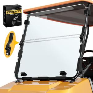 Premium Club Car Windshield, Golf Cart Windshield for Club Car DS 1982-2000.5, Foldable Design with Heavy-Duty Hinge, 5MM Thick PC, Anti-UV & Impact Resistant, Rattle-free, Easy Install