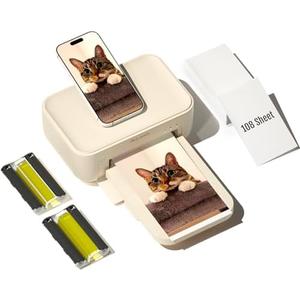 HPRT Photo Printer 4x6,+108 Sheets&2Ribbon,Phone Instant Picture Printer for iPhone, Android, Portable Photo Printers for Home Use (Beige)