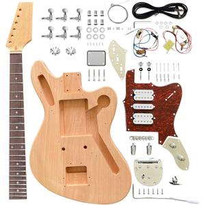 DIY Electric Guitar Kit Beginner Kit 6 String Right Handed with Mahogany Body Mahogany Neck Rosewood Fingerboard Chrome Hardware Build Your Own Guitar.