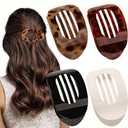 4 PCS Flat Hair Clips,Non-slip Flat Claw Clip Strong Grip Hair Claw Clips Hair Barrettes for Women Girls Thick Hair (Color 1)