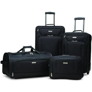 American Tourister Fieldbrook XLT Softside Upright Luggage, Black, 4-Piece Set (BB/DF/21/25)