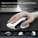 Ergonomic Wireless Mouse with Infinite Scroll & Side Scroll Wheel, Bluetooth & 2.4G Rechargeable Office Mouse, 5-Device Multi-Connection, OLED Display, PixArt 3220 Sensor for Laptop PC Mac (White)