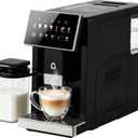 3rd-Gen Espresso Coffee Maker with Milk Frother - Removable Brewer & Grinder, Adjustable Coarseness/Flavor, 3-Level Coffee/Milk Volume, Detachable Milk Tank - Sleek Black Spray Paint for Home Baristas
