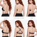 Strapless Bra with Clear Back Invisible Strap Push Up Padded Underwire Backless Halter Bralette 36C, Black