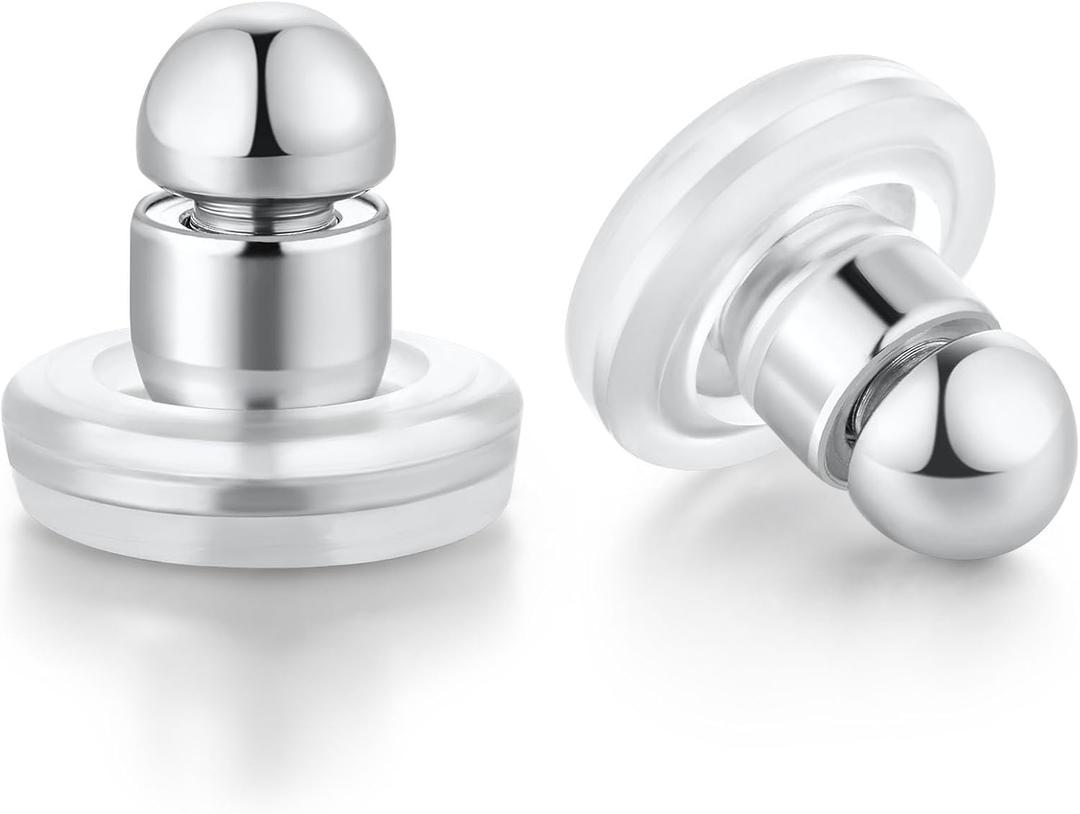 Locking Earring Backs for Droopy Ears with Safety Cap, Fits 0.91.2mm Posts, Anti-Poke Hypoallergenic Earring Lifters Backs (White Gold)