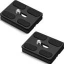 Frienda 2 Pieces Metal Quick Release Plate with 1/4''-20 Camera Screw Tripod Mount Plate Fits Standard for DSLR Camera Tripod Ball Head(Black,Pu50)