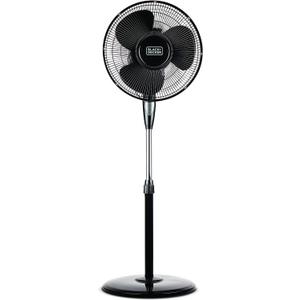 BLACK+DECKER 16 Inches Stand Fan with Pedestal Base, Height Adjustable Pedestal Fan with Remote and Touch Control Panel, Free Standing Fan with 90-Degree Oscillating and 3-Speed Settings, Black