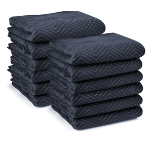 Sure-Max 12 Moving & Packing Blankets - Pro Economy - 80" x 72" (35 lb/dz weight) - Quilted Shipping Furniture Pads Navy Blue and Black