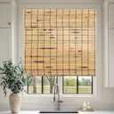 Cordless Bamboo Roman Shades, Roll Up Bamboo Window Shades for Interior Windows, Home and Garden, Light Filtering Blinds (24''W x 72''H)