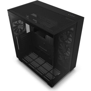 NZXT H9 Flow Dual-Chamber ATX Mid-Tower PC Gaming Case CM-H91FB-01 - High-Airflow Perforated Top Panel Tempered Glass Front & Side Panels 360mm Radiator Support Cable Management (Black)