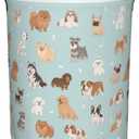 Puppy Dog Cute Animals Round Laundry Hamper Storage Basket Toys Clothes Organizer Bin For Home Bathroom Bedroom Dorm Nursery, 38l