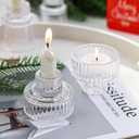 Clear Candlestick Holders 12PCS Ribbed Glass Taper Candle Holders for Tealight Stick Candles Table Centerpieces Thanksgiving Christmas Indoor and Outdoor Decorations