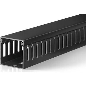 ZhiYo 2x2in Cable Raceway, Server Rack Cable Management Under Desk Cord Organizer, Electrical Safe PVC Cable Hider Open Slot Wire Raceway for Network/PC/TVs, Wire Duct Black