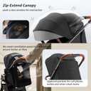 Tinyiota Stroller for Babies,Toddler Strollers with Large UPF 50+ Canopy,Luxury Baby Stroller with Leather Handle & Spacious Seat, One-Hand Foldable Pushchair,Baby Carriage with Lie-Flat Mode(Black)