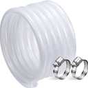 DAVCO 3/8" ID - 50 ft Heavy Duty Braided Clear Plastic Vinyl Tubing, Flexible High Pressure Reinforced PVC Plastic Tube Hose, Non-toxic, BPA Free, with 2 Stainless Clamps