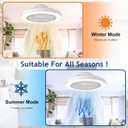 Depuley Modern Ceiling Fan with Light: 19" Bladeless Flush Mount Low Profile LED Ceiling Fans with Remote & Smart APP Control - White Enclosed Fandelier Dimmable Quiet DC Motor for Bedroom Kids Room