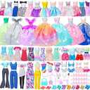 Style Shine 52 Pcs Doll Clothes and Accessories, 2 Wedding Gowns 6 Fashion Dresses 2 Set Casual Outfits Top and Pants 2 Swimsuit, 20 Hanger 10 Shoe 10 Accessories Toys for Girls Kids Birthday Gift