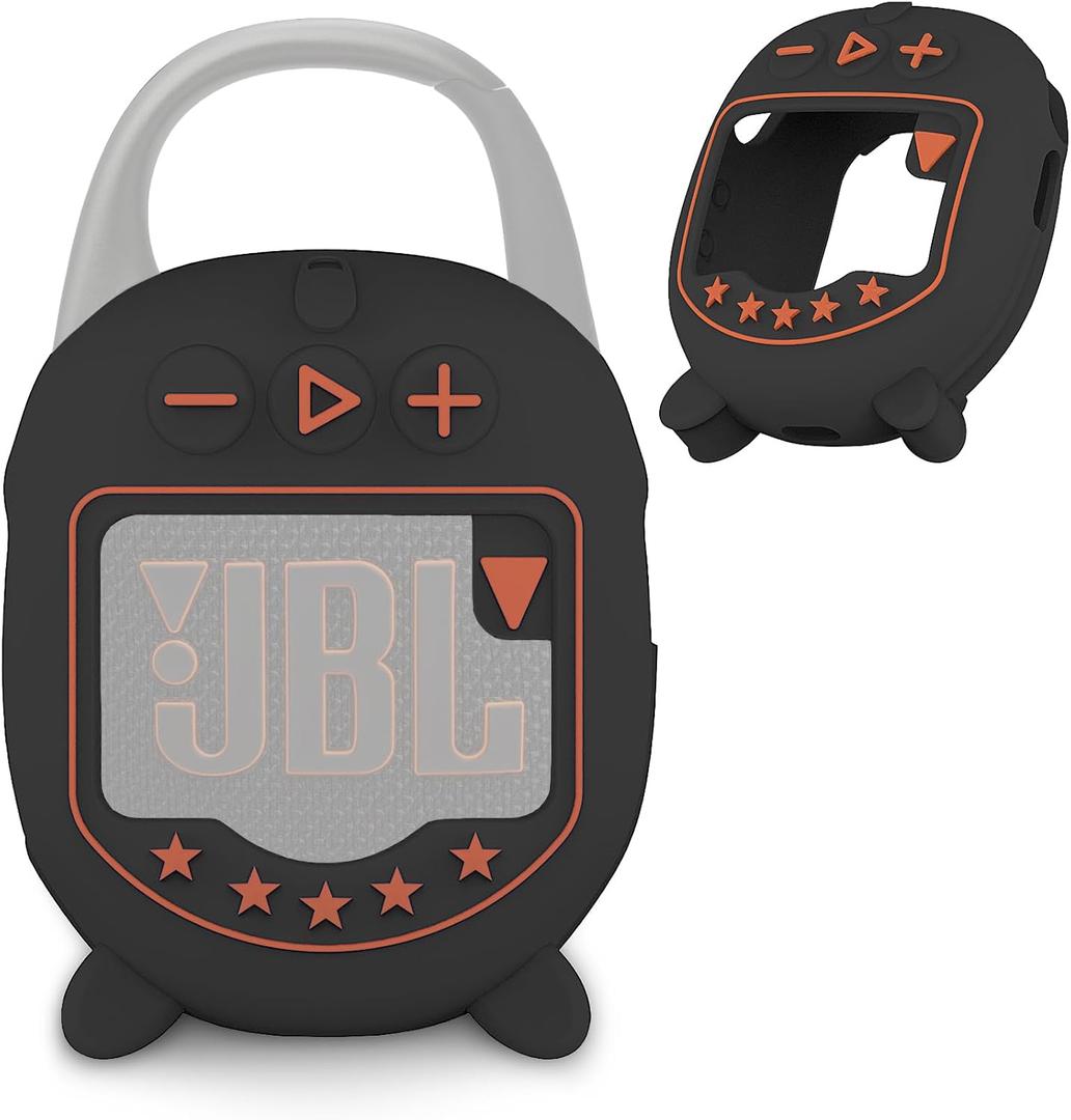 JCHPINE Silicone Cover Case for JBL Clip 5 Ultra Portable Bluetooth Speaker, Protective Skin Accessories for JBL Clip 5 Pro Sound Bluetooth Speaker Stand Up (Only Case) (Black)