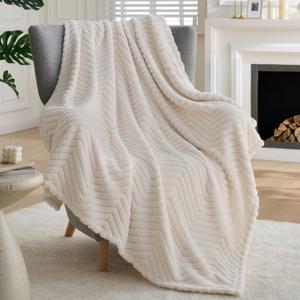Joiedomi Cream White Throw Blanket for Couch, Soft & Warm White Fleece Blankets Gifts for Women Mom, Cozy Cute Soft Throw 50x60 Inches