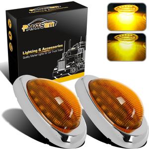 Partsam 2Pcs 6" Amber Sleeper Cab LED Side Marker/Turn Led Light Clearance Surface Mount 15 LED Replacement for Freightliner Century/Columbia Amber Oval Side Marker and Turn Signal Sealed Light