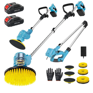 Electric Spin Scrubber Extra Long Foldable,Cordless Rechargeable Spin Scrubber Battery Power 21V,1800RPM Cordless Electric Power Scrubber with 6 Brushes for Bath/Tub/Tile/Floor/Walls
