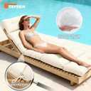 Outdoor Lounge Chair Cushions, Chaise Lounge Chair Cushions Replacement for Patio Furniture with Ties Waterproof Fabric Pool Chasie Cushion 74.4 x 22 x 4.7 Inches (White)