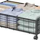Under Bed Storage with Wheels, 360 Rotating, No-Assembly Underbed Storage Containers, 1 PACK (Black, Black)