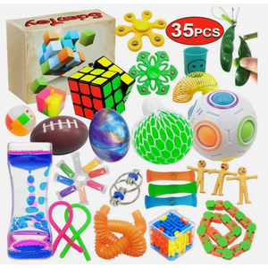 Fidget Toy Set, 35 Pcs Sensory Toy for ADD, OCD, Autistic Children, Adults, Anxiety Autism to Stress Relief and Anti Anxiety with Motion Timer, Perfect for Classroom Reward with Gift Box