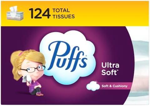 Puffs Facial Tissues Ultra Soft, 1 Rectangle Box, 124 Facial Tissues per Box, Allergies and Colds (8 pcs)