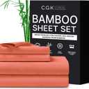 CGK Unlimited Queen Size Bed Sheets- Cooling & Breathable, 60% Polyester, 40% Rayon Derived from Bamboo Super Soft & Comfy for Hot Sleepers to Stay Cool (Queen, Coral)