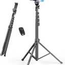 EMART 62 Cell Phone Tripod Stand, Adjustable Floor Cellphone Tri Pod Holder with Remote for iPhone and Android, Portable Compact Smartphone Selfie Stick for Video Recording Camera Ring Light Filming (Black)