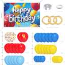 Cartoon Birthday Party Decorations Set - Red Yellow Blue Balloons Arch with Background for Boys Girls Kids