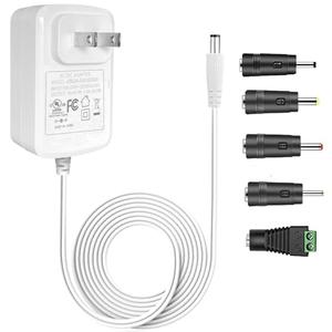 Gonine 24V 1A Power Supply Adapter White, 100-240V AC to DC Converter, 5 Plug Tips for LED Strip Lights etc (Not Battery Charger)