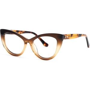 Zeelool Stylish Cat Eye Glasses Frame for Women with Non-prescription Clear Lens ZJGA357815 (Zjga357815-03 Dark-brown)