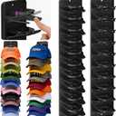 Spring Clip Hat Organizer for Baseball Caps  2 Pack, Wall Hat Rack for Door & Closet  Keeps 20 Hats Tidy in Entryway, Dorm, Bedroom  Multi-Layer Cap Storage (Adhesive or Screws) (BLACK)