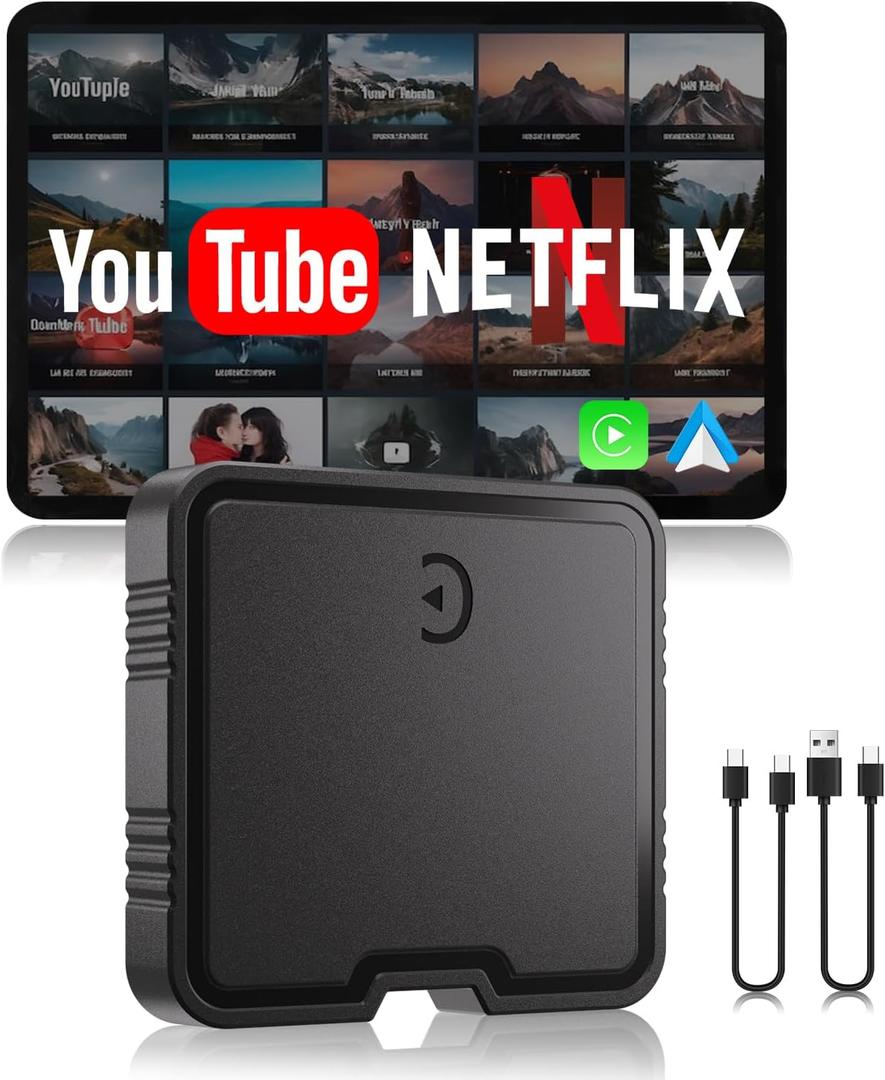Wireless CarPlay Adapter, 2025 Upgrade Support Netflix/YouTube/TF Card Plug & Play Dongle with Apple Car Play Ai Box Android Auto Wireless Adapter for Cars from 2015&iPhone iOS10+