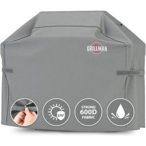 Grillman Premium Grill Cover for Outdoor Grill - Heavy-Duty Waterproof BBQ Grill Cover - Rip-Proof and Wind-Resistant - Large Barbecue Gas Grill Cover for Backyard - Gray (64" L x 24" W x 48" H)