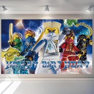 1Pcs Ninja Party Decoration Banner Photography Background for Ninja Birthday Party Props (48.6X29.1 Inch) (Blue1)