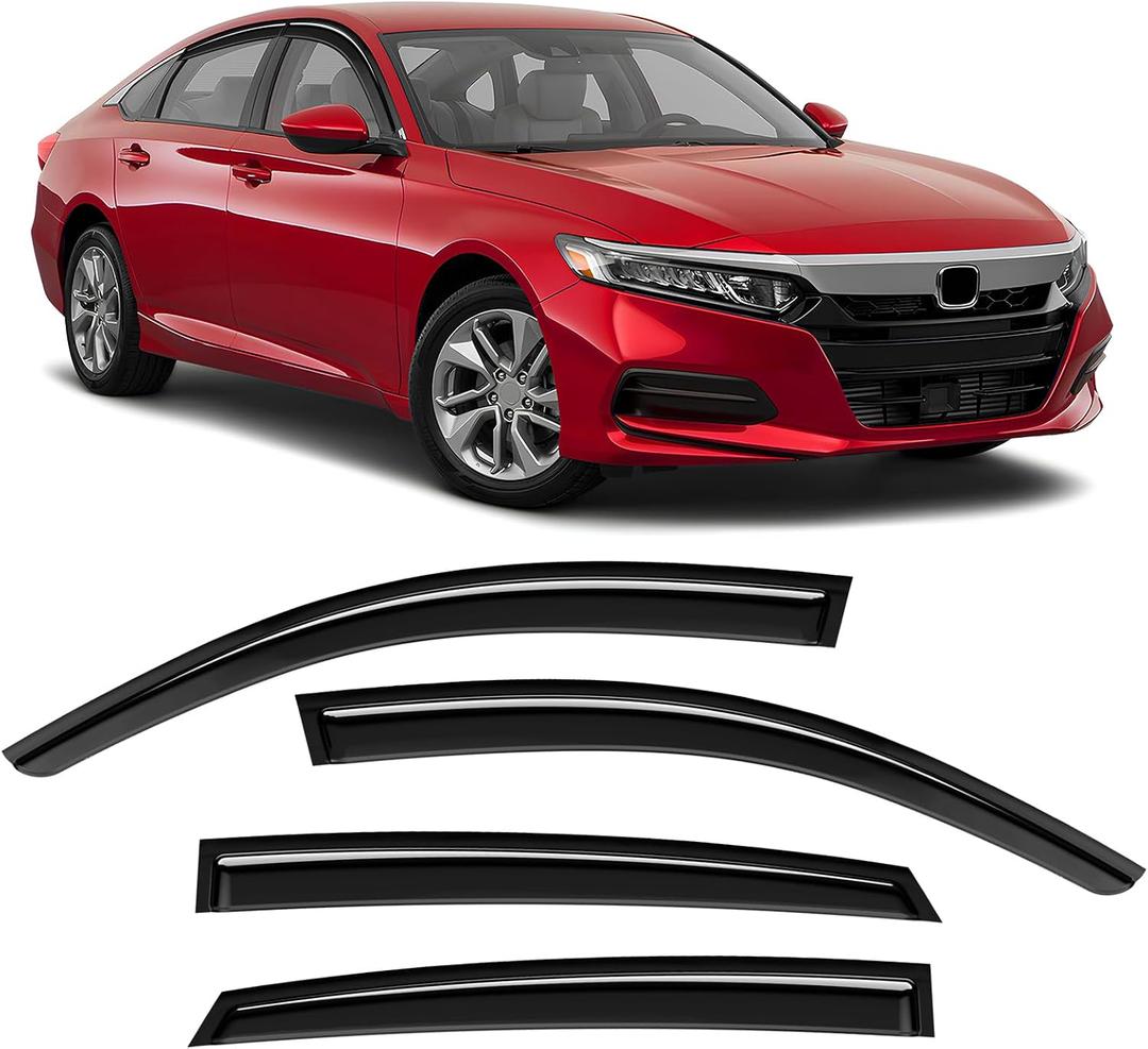 ISINLASSO Tape-On Rain Guards fit for Honda Accord 2018-2022,4 PCS | Outside-Mount, Low Profiles & Extra Durable, Window Deflector, Vent Shades, Window Visors For Wind, Rain, Car Accessories