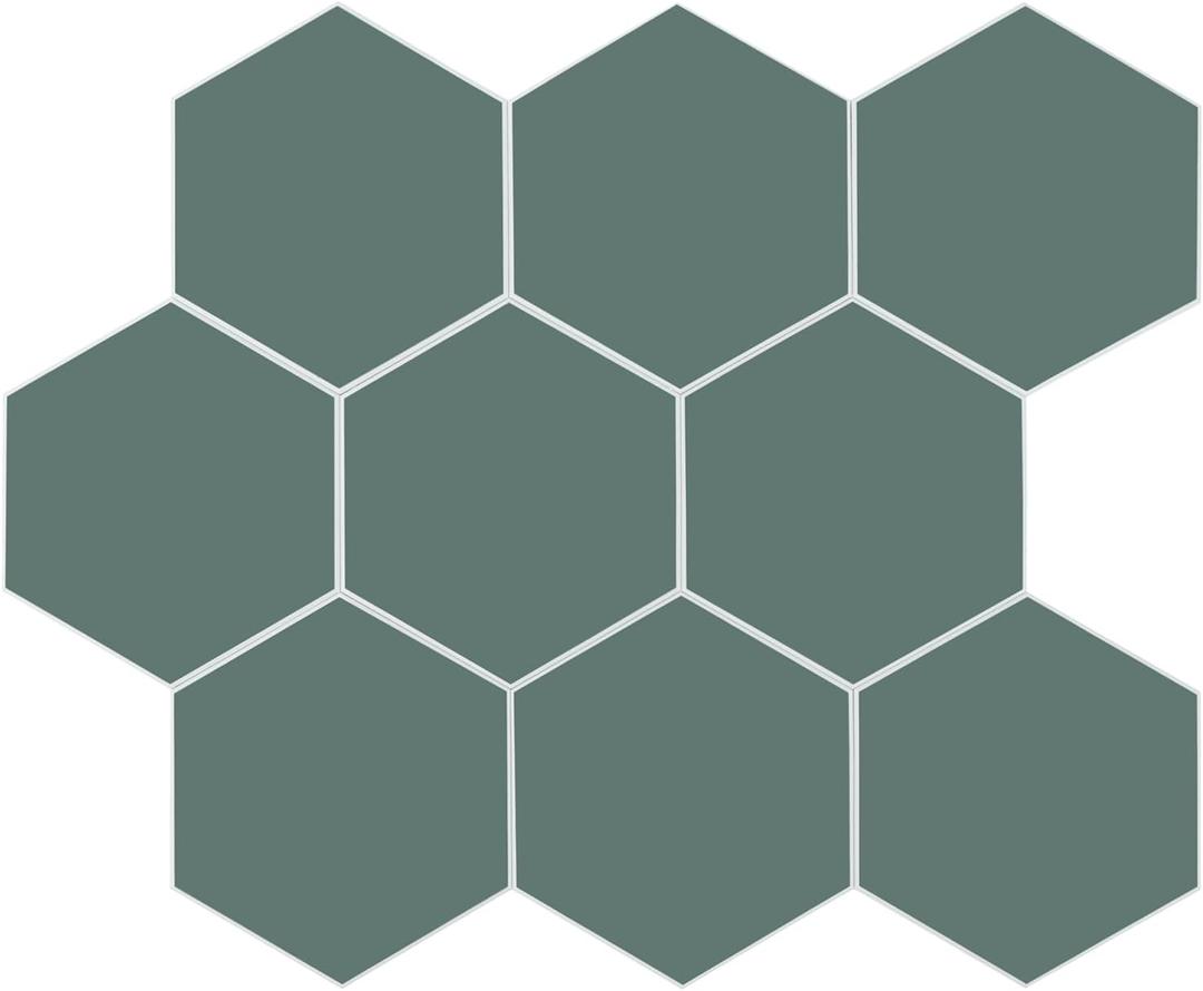 6-Sheet Olive Green Hexagon Peel and Stick Backsplash for Kitchen and Bathroom, Honeycomb Faux Ceramic Matte Self Adhesive Wall Tiles (11.8" x 10.2")
