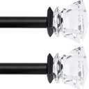 Curtain Rods Acrylic Diamond End Cap 28 to 48 Inch, 1 Inch Pole Color Black (Black, 28 to 48 Inch)