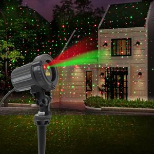 Laser Christmas Projector Lights Outdoor, Outdoor Garden Laser Light, Landscape Lights with Red and Green Stars, IP65 Waterproof,Cold Resistant. Suitable for Holiday, Party, Garden Decorati