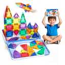 MQGEWQ Mini Magnetic Tiles Toddler Travel Essentials Set,1.5Inch 42PCS Magnetic Building Tiles Portable Construction Toys for Airplane Car Kid Aged 3+ Birthday Gift