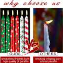 12 Pcs Christmas Taper Candles 10" Long Taper Candlesticks Unscented Christmas Candle Decorations for Holiday Party Gift Home Decor(Classic)