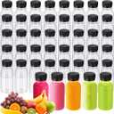 Blushtier 50 Pcs 3.4 oz Plastic Shot Bottles for Juicing, Ginger Shot Bottle with Lids, Reusable Bulk Beverage Tanks for DIY, Wedding, Party