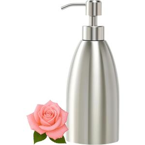 304 Stainless Steel Soap Dispenser 16oz Rust-Proof Liquid Soap Pump Bottle for Kitchen or Bathroom Countertop Hand Dish Lotion Leak-proof (Brushed Nickel)