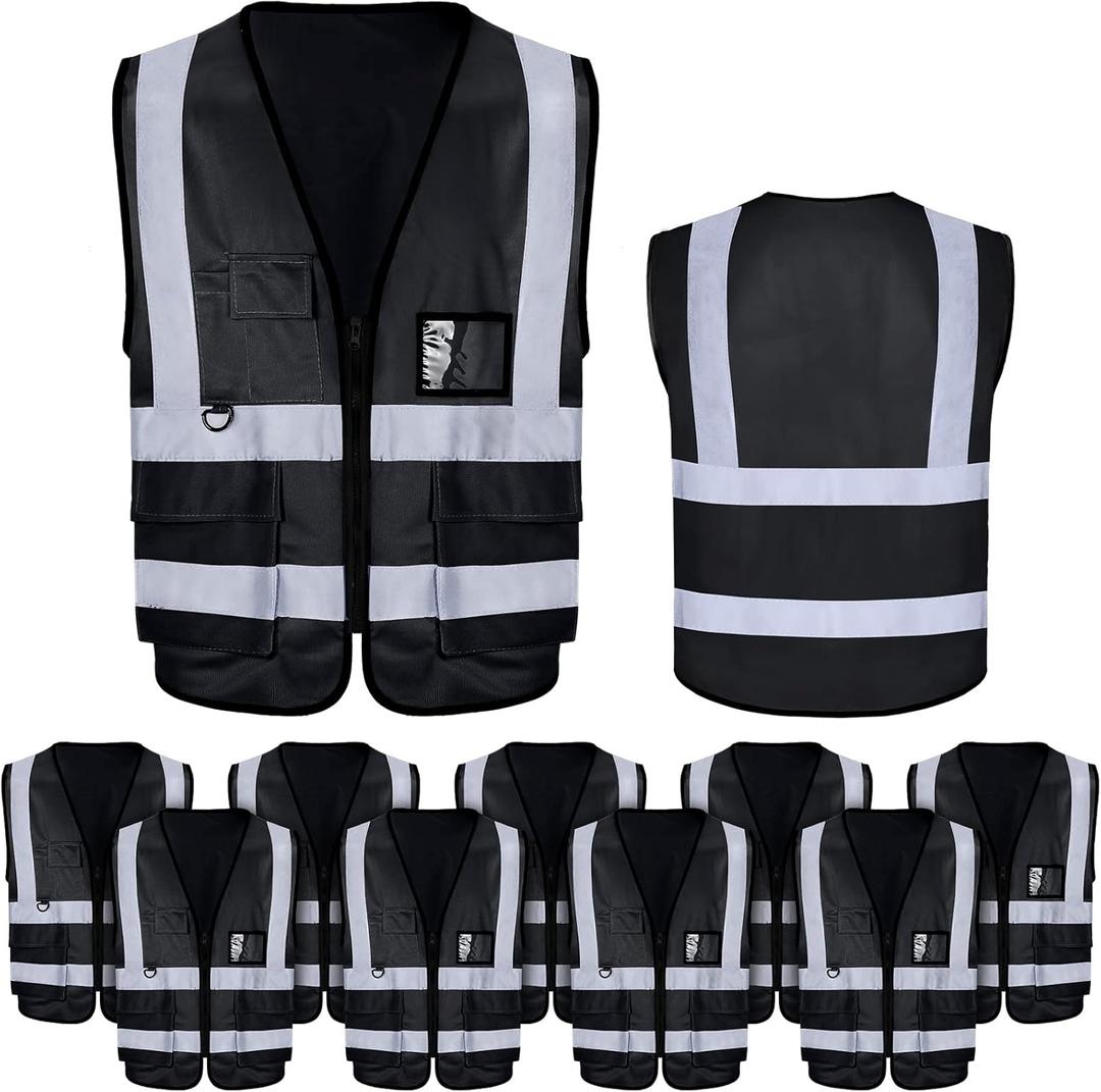 EBOOT 10 Pack Safety Vests with Reflective Strips, High Visibility Vest for Construction, Volunteers, Event Staff, Running